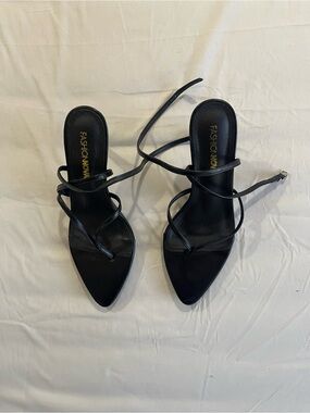 Fashion Nova Black Strappy Pointed Toe Stiletto Heels